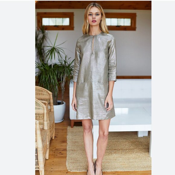 Emerson Fry Mod Dress in Metallic Linen - Picture 5 of 11